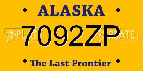7092ZP Alaska License Plate