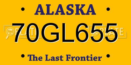 70GL655 Alaska License Plate