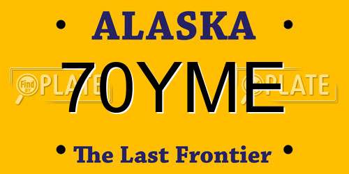 70YME Alaska License Plate