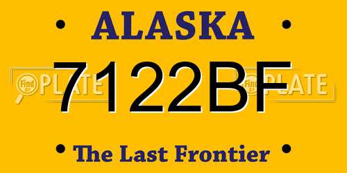 7122BF Alaska License Plate