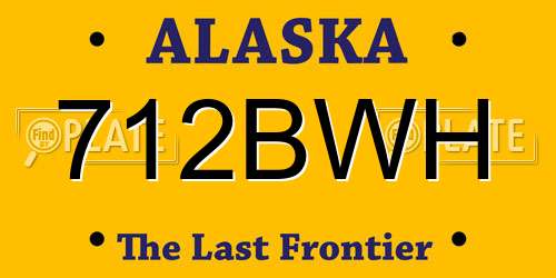 712BWH Alaska License Plate