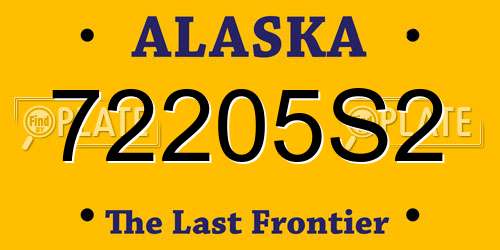 72205S2 Alaska License Plate
