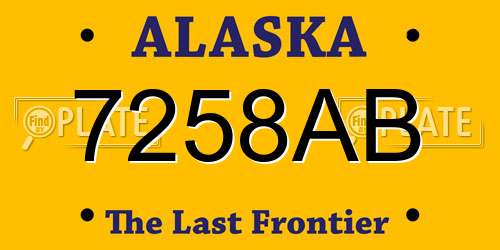 7258AB Alaska License Plate