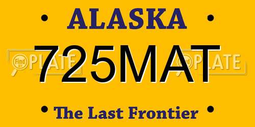725MAT Alaska License Plate