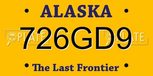 726GD9 Alaska License Plate