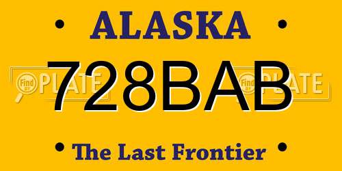 728BAB Alaska License Plate