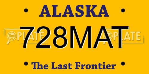 728MAT Alaska License Plate
