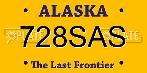 728SAS Alaska License Plate