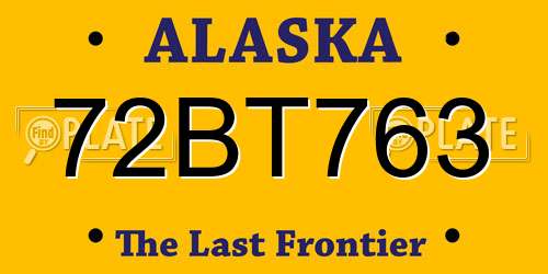 72BT763 Alaska License Plate