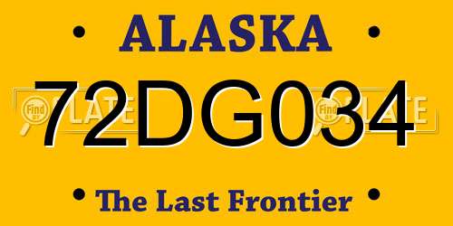 72DG034 Alaska License Plate