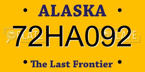 72HA092 Alaska License Plate