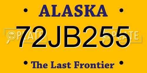 72JB255 Alaska License Plate