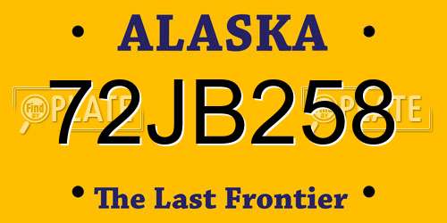 72JB258 Alaska License Plate