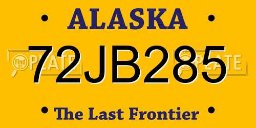 72JB285 Alaska License Plate