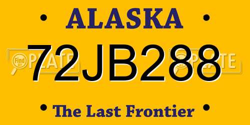 72JB288 Alaska License Plate
