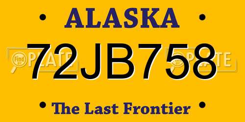 72JB758 Alaska License Plate