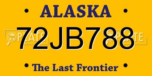 72JB788 Alaska License Plate