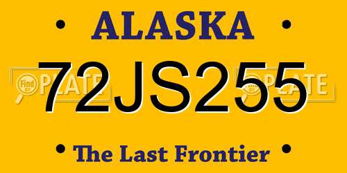 72JS255 Alaska License Plate