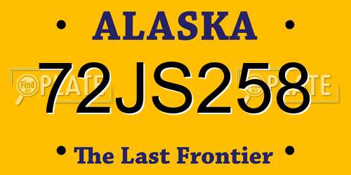 72JS258 Alaska License Plate
