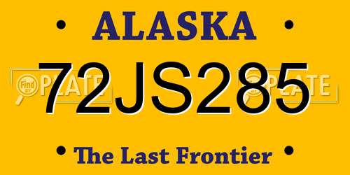 72JS285 Alaska License Plate