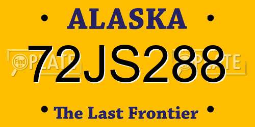 72JS288 Alaska License Plate