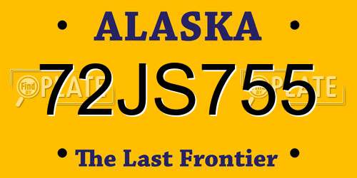 72JS755 Alaska License Plate