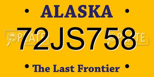72JS758 Alaska License Plate