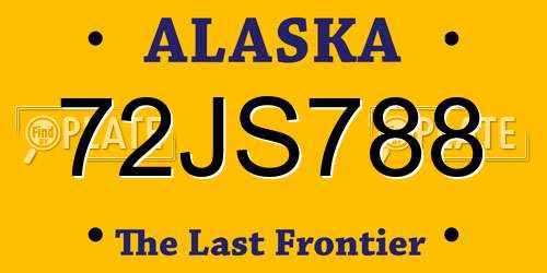 72JS788 Alaska License Plate