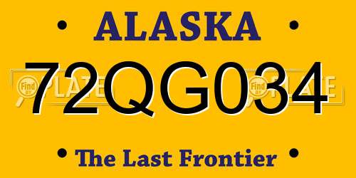 72QG034 Alaska License Plate