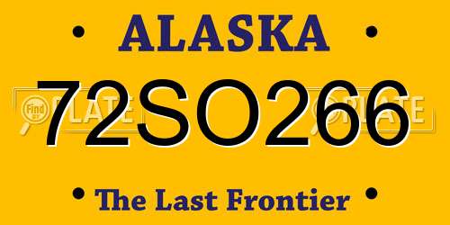 72SO266 Alaska License Plate
