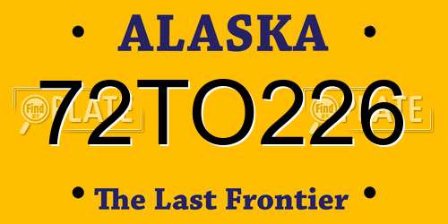 72TO226 Alaska License Plate