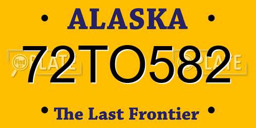 72TO582 Alaska License Plate
