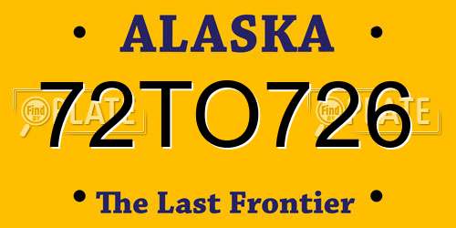 72TO726 Alaska License Plate