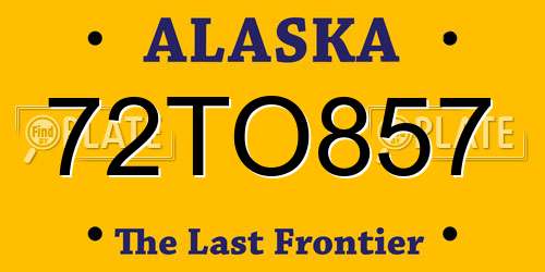72TO857 Alaska License Plate