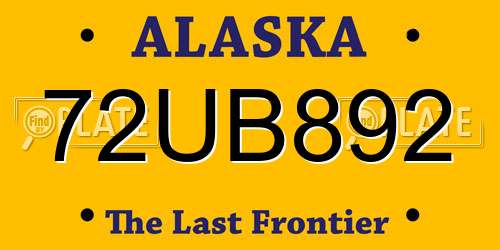 72UB892 Alaska License Plate