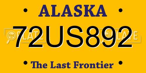72US892 Alaska License Plate
