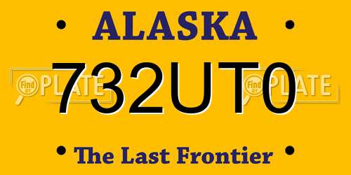732UT0 Alaska License Plate