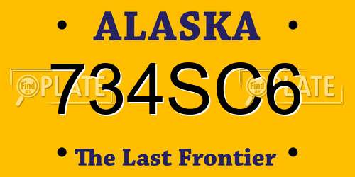 734SC6 Alaska License Plate