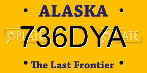 736DYA Alaska License Plate