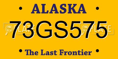 73GS575 Alaska License Plate