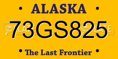 73GS825 Alaska License Plate