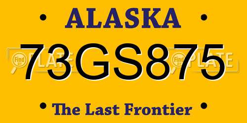73GS875 Alaska License Plate