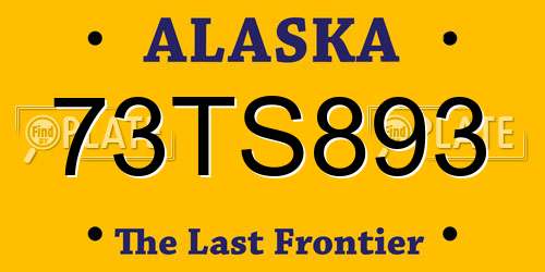 73TS893 Alaska License Plate