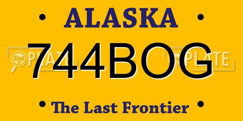 744BOG Alaska License Plate