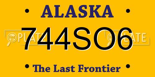 744SO6 Alaska License Plate