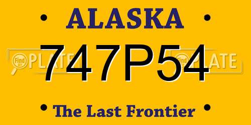 747P54 Alaska License Plate