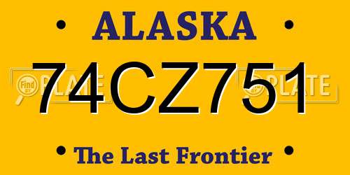 74CZ751 Alaska License Plate
