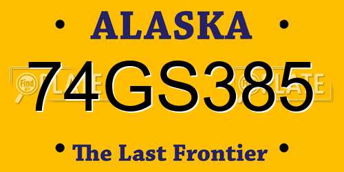 74GS385 Alaska License Plate
