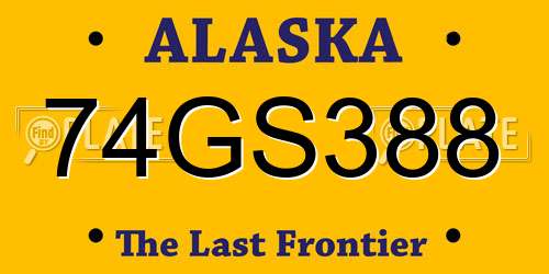 74GS388 Alaska License Plate