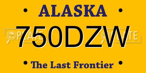 750DZW Alaska License Plate